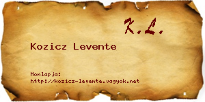 Kozicz Levente névjegykártya
